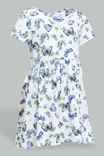 Load image into Gallery viewer, Redtag-White-Butterfly-Printed-Sleeveless-Dress-Dresses-Infant-Girls-3 to 24 Months
