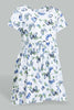 Redtag-White-Butterfly-Printed-Sleeveless-Dress-Dresses-Infant-Girls-3 to 24 Months