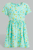 Redtag-Mint-Floral-Printed-Sleeveless-Dress-Dresses-Infant-Girls-3 to 24 Months