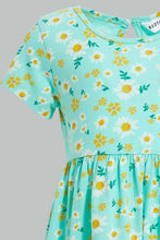 Load image into Gallery viewer, Redtag-Mint-Floral-Printed-Sleeveless-Dress-Dresses-Infant-Girls-3 to 24 Months
