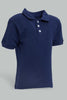 Redtag-Navy-Tipping-Color-Pique-Short-Sleeve-Polo-Plain-Infant-Boys-3 to 24 Months