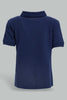 Redtag-Navy-Tipping-Color-Pique-Short-Sleeve-Polo-Plain-Infant-Boys-3 to 24 Months