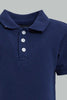 Redtag-Navy-Tipping-Color-Pique-Short-Sleeve-Polo-Plain-Infant-Boys-3 to 24 Months