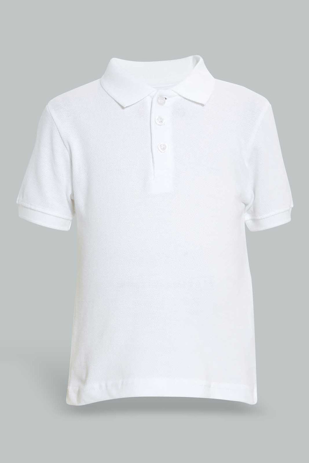 Redtag-White-Tipping-Color-Pique-Short-Sleeve-Polo-Plain-Infant-Boys-3 to 24 Months