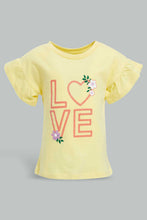 Load image into Gallery viewer, Redtag-Placement-Print-Ruffle-Sleeves-T-Shirt-All-Over-Prints-Infant-Girls-3 to 24 Months
