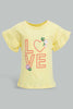 Redtag-Placement-Print-Ruffle-Sleeves-T-Shirt-All-Over-Prints-Infant-Girls-3 to 24 Months