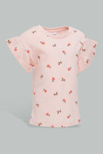 Load image into Gallery viewer, Redtag-Floral-Aop-Ruffle-Sleeves-T-Shirt-All-Over-Prints-Infant-Girls-3 to 24 Months
