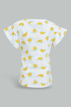 Load image into Gallery viewer, Redtag-Floral-Aop-Ruffle-Sleeves-T-Shirt-All-Over-Prints-Infant-Girls-3 to 24 Months
