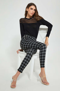 Redtag-Black-Longsleeve-Mesh-Top-Tops-Women's-