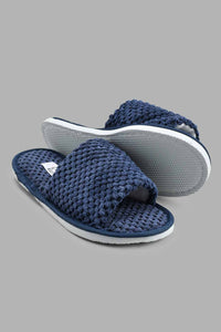 Redtag-Navy-Textured-Slipper-Slippers-Women's-