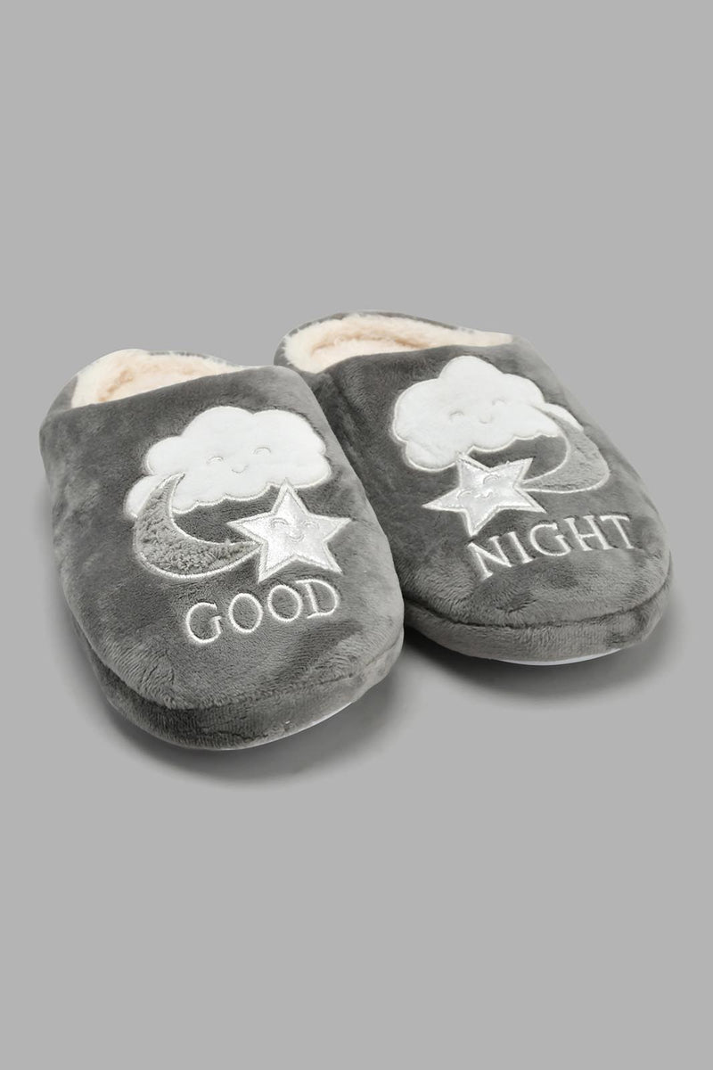 Redtag-Grey-Closed-Toe-Slogan-Slipper-Slippers-Women's-