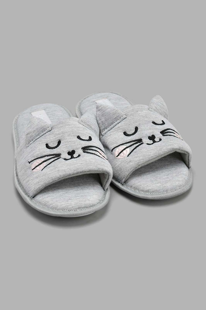 Redtag-Grey-Cat-Slipper-Slippers-Women's-