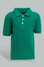 Load image into Gallery viewer, Redtag-Green-Tipping-Color-Pique-Short-Sleeve-Polo-Polo-Shirts-Infant-Boys-3 to 24 Months
