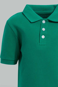 Redtag-Green-Tipping-Color-Pique-Short-Sleeve-Polo-Polo-Shirts-Infant-Boys-3 to 24 Months