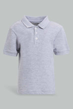 Load image into Gallery viewer, Redtag-Grey-Melange-Tipping-Color-Pique-Short-Sleeve-Polo-Polo-Shirts-Infant-Boys-3 to 24 Months
