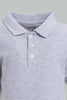 Redtag-Grey-Melange-Tipping-Color-Pique-Short-Sleeve-Polo-Polo-Shirts-Infant-Boys-3 to 24 Months