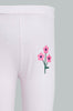 Redtag-Ivory-Printed-T-Shirt-And-Lilac-Solid-Legging-Sets-Infant-Girls-3 to 24 Months