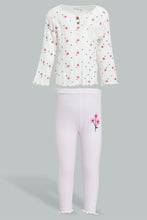 تنزيل الصورة على معرض الصور، Redtag-Ivory-Printed-T-Shirt-And-Lilac-Solid-Legging-Sets-Infant-Girls-3 to 24 Months
