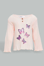Load image into Gallery viewer, Redtag-Pink-T-Shirt-With-Placement-Print-And-Navy-Solid-Legging-Sets-Infant-Girls-3 to 24 Months
