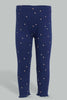 Redtag-Pink-T-Shirt-With-Placement-Print-And-Navy-Solid-Legging-Sets-Infant-Girls-3 to 24 Months