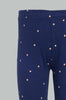 Redtag-Pink-T-Shirt-With-Placement-Print-And-Navy-Solid-Legging-Sets-Infant-Girls-3 to 24 Months