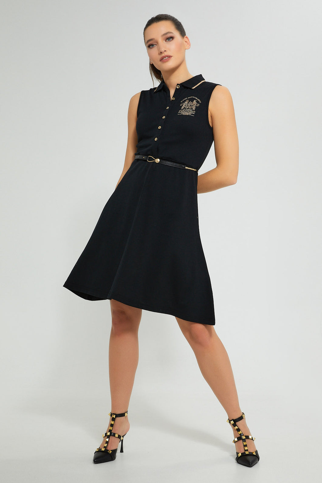 Redtag-Black-Polo-Dress-Dresses-Women's-0