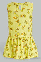 تنزيل الصورة على معرض الصور، Redtag-Yellow-Tweety-Printed-S/L-Dress-Dresses-Infant-Girls-3 to 24 Months
