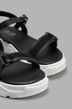 Load image into Gallery viewer, Redtag-Black-Strap-Chunky-Sandal-Slingbacks-Senior-Girls-5 to 14 Years
