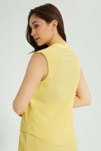 Load image into Gallery viewer, Redtag-Yellow-Shoulder-Padded--Top-Tops-Women&#39;s-
