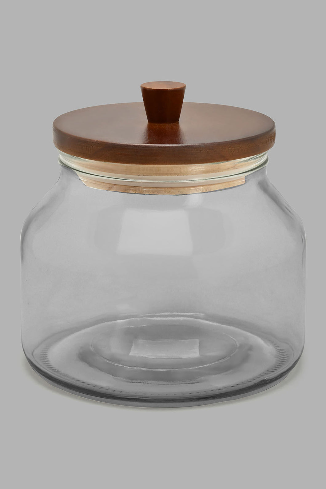 Redtag-Clear-Glass-Canister-With-Wooden-Lid-(Small)-Canisters-And-Jars-Home-Dining-