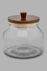Redtag-Clear-Glass-Canister-With-Wooden-Lid-(Small)-Canisters-And-Jars-Home-Dining-