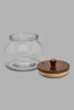 Redtag-Clear-Glass-Canister-With-Wooden-Lid-(Small)-Canisters-And-Jars-Home-Dining-