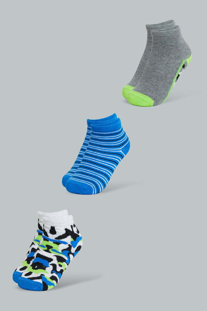 Redtag-Assorted-3-Pack-Ankle-C-Print-Socks-Ankle-Socks-Boys-2 to 8 Years