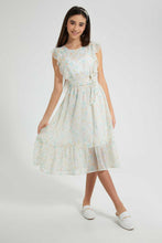 تنزيل الصورة على معرض الصور، Redtag-White/Yellow-Floral-Dress-Dresses-Senior-Girls-9 to 14 Years
