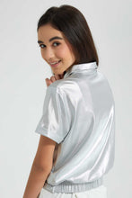 Load image into Gallery viewer, Redtag-Silver-Coated-Front-Tie-Collared-Top-Blouses-Senior-Girls-9 to 14 Years
