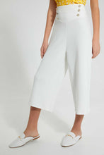 تنزيل الصورة على معرض الصور، Redtag-White-Highwaist-Culottes-With-Front-Buttons-Cargo-Pants-Senior-Girls-9 to 14 Years
