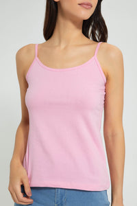 Redtag-Fuchsia-Tank-Top-With-Lace-Vests-Women's-