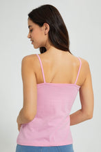 Load image into Gallery viewer, Redtag-Fuchsia-Tank-Top-With-Lace-Vests-Women&#39;s-
