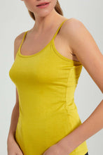 Load image into Gallery viewer, Redtag-Yellow-Tank-Top-With-Lace-Vests-Women&#39;s-
