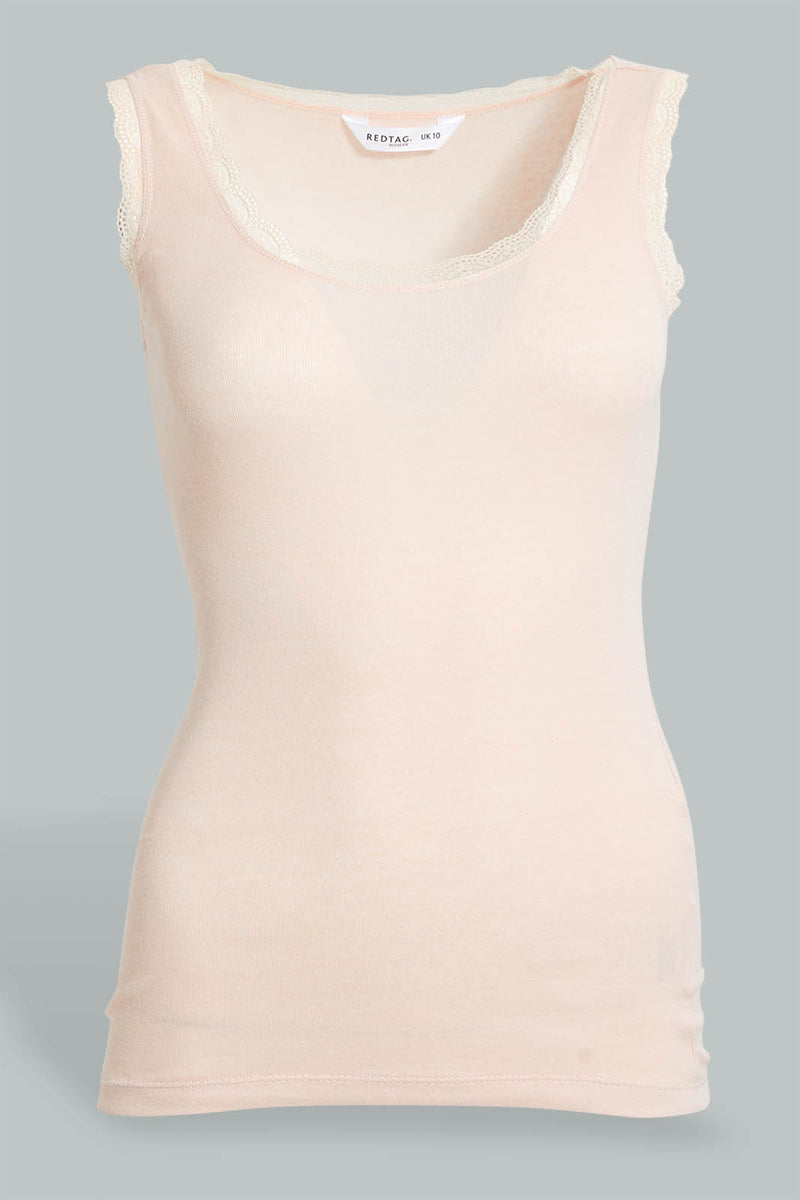 Redtag-Pale-Pink-Tank-Top-With-Lace-Colour:Pink,-Filter:Women's-Clothing,-New-In,-New-In-Women,-Non-Sale,-S22A,-Section:Women,-Women-Vests-Women's-