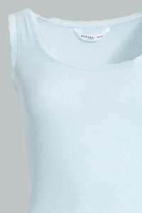 Redtag-Pale-Blue-Tank-Top-With-Lace-Colour:Pink,-Filter:Women's-Clothing,-New-In,-New-In-Women,-Non-Sale,-S22A,-Section:Women,-Women-Vests-Women's-