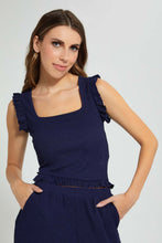 تنزيل الصورة على معرض الصور، Redtag-Navy-Crickled-Sleeveless-Top-Tops-Women&#39;s-
