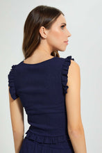 تنزيل الصورة على معرض الصور، Redtag-Navy-Crickled-Sleeveless-Top-Tops-Women&#39;s-

