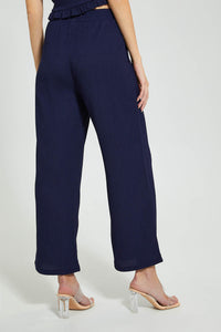 Redtag-Navy-Crickled-Wide-Leg-Trouser-Trousers-Women's-