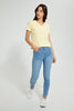 Redtag-Lemon--Plain-Short--Sleeve--V-Neck-T-Shirt-Active-Tees-Women's-