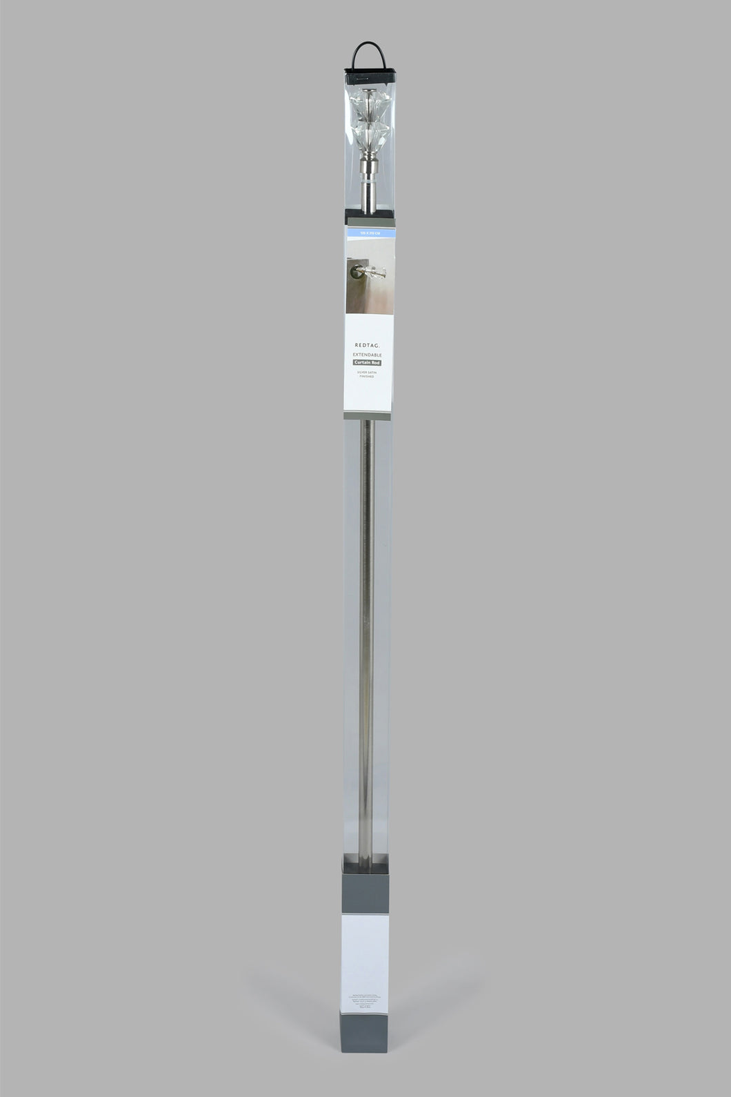 Silver Finish Extendable Single Curtain Rod With Crystal Finial