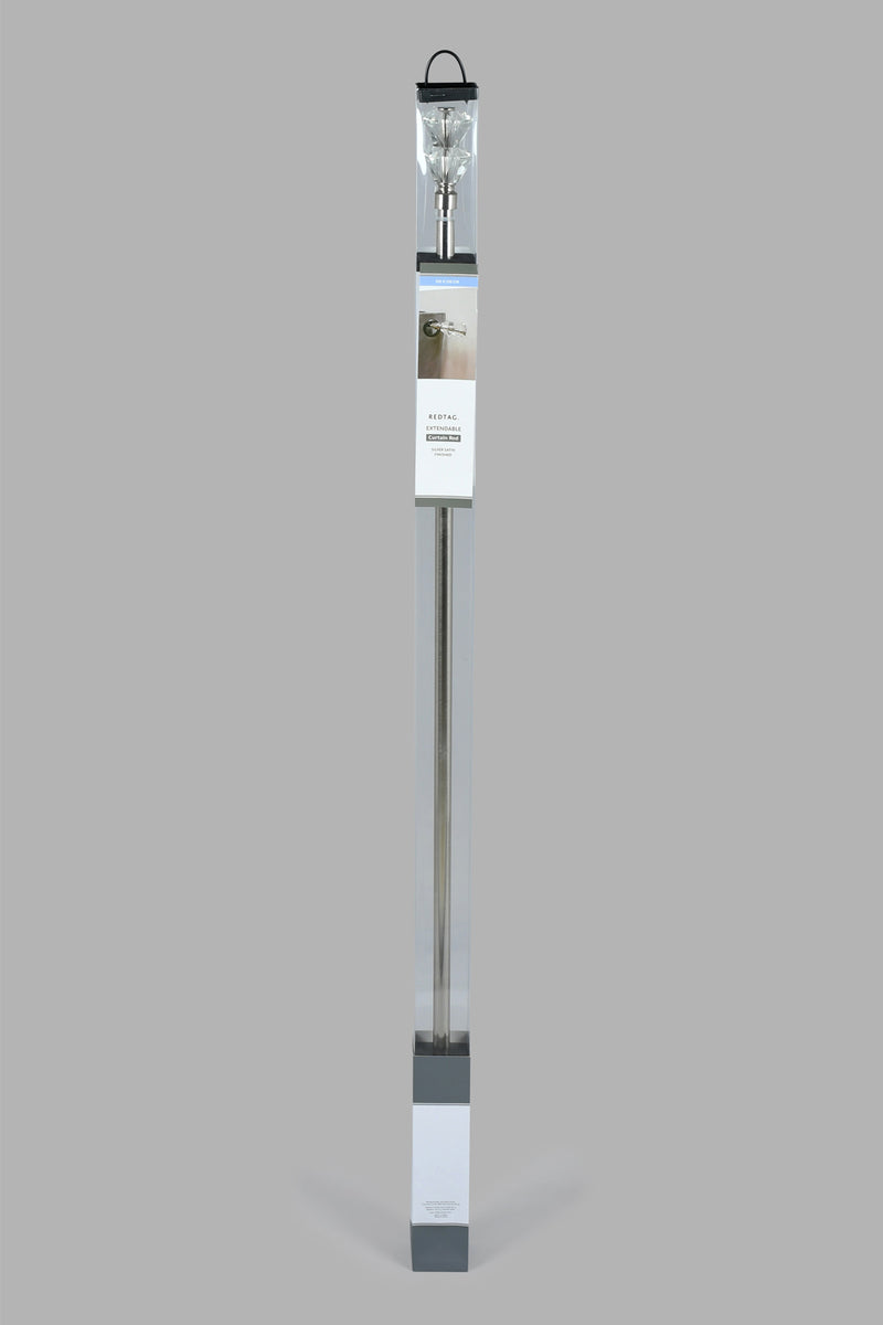 Silver Finish Extendable Single Curtain Rod With Crystal Finial
