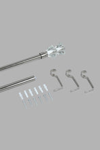 Load image into Gallery viewer, Silver Finish Extendable Single Curtain Rod With Crystal Finial
