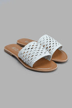 Load image into Gallery viewer, Redtag-White-Weave-Mule-Casual-Sandals-Women&#39;s-
