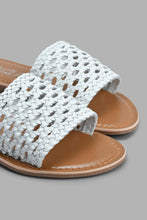 Load image into Gallery viewer, Redtag-White-Weave-Mule-Casual-Sandals-Women&#39;s-
